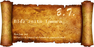 Blázsits Tamara névjegykártya